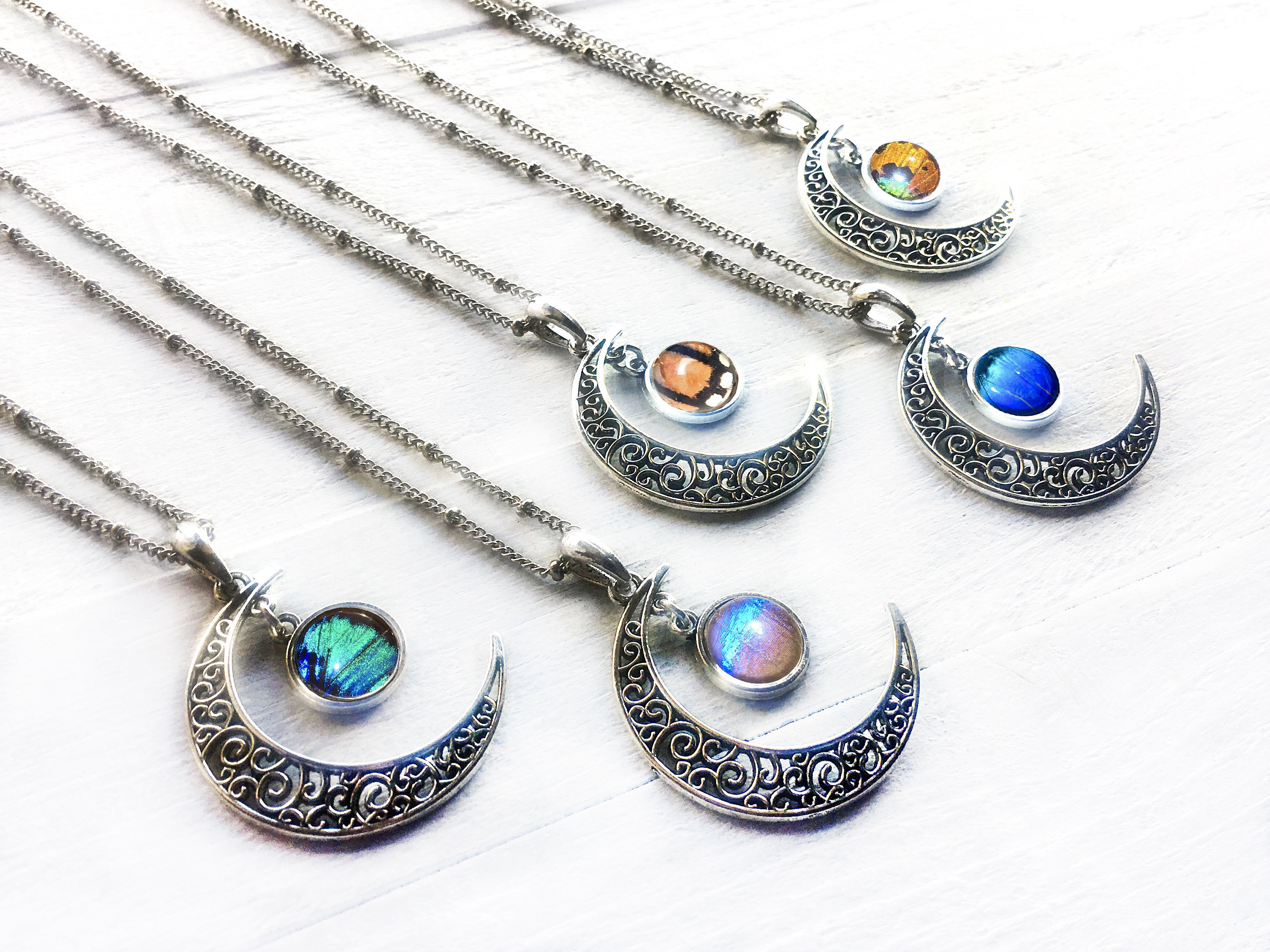 Half moon Pendant/necklace with moon and heart inset Half moon Pendant/necklace with moon and heart inset