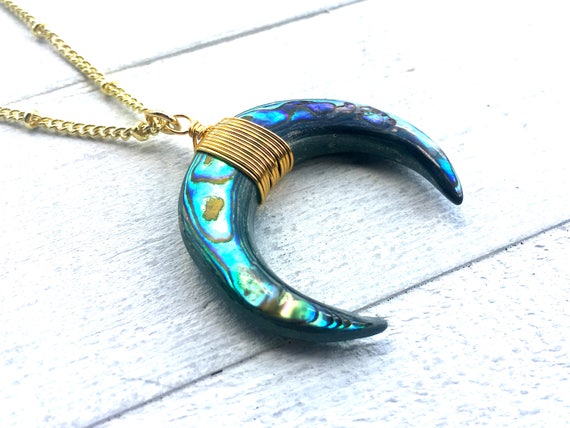 Women Horn Shell Necklace Abalone Shell 