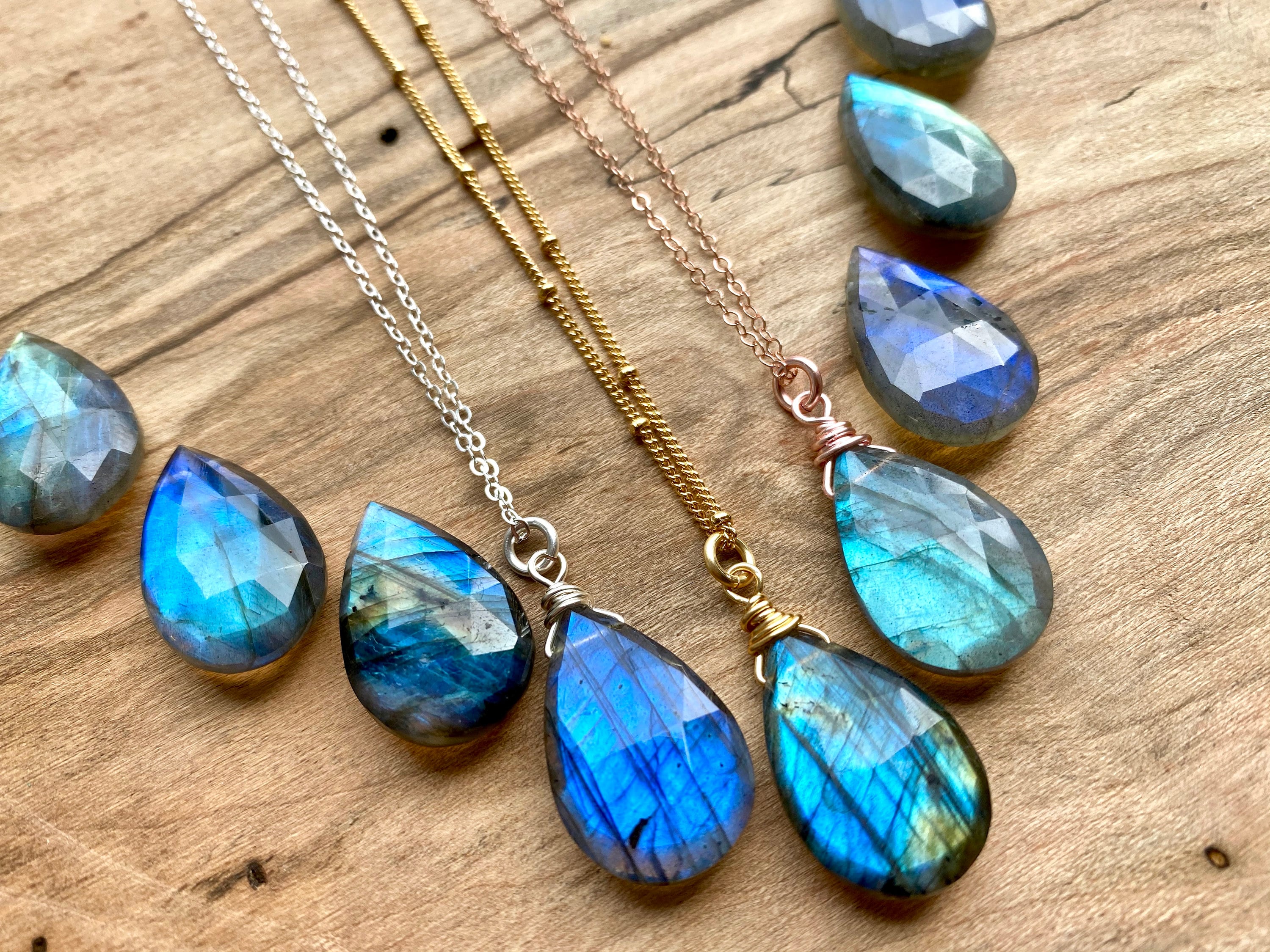 Labradorite Real Raw Labradorite Stone Necklace Handcrafted Crystal Necklaces Real ...