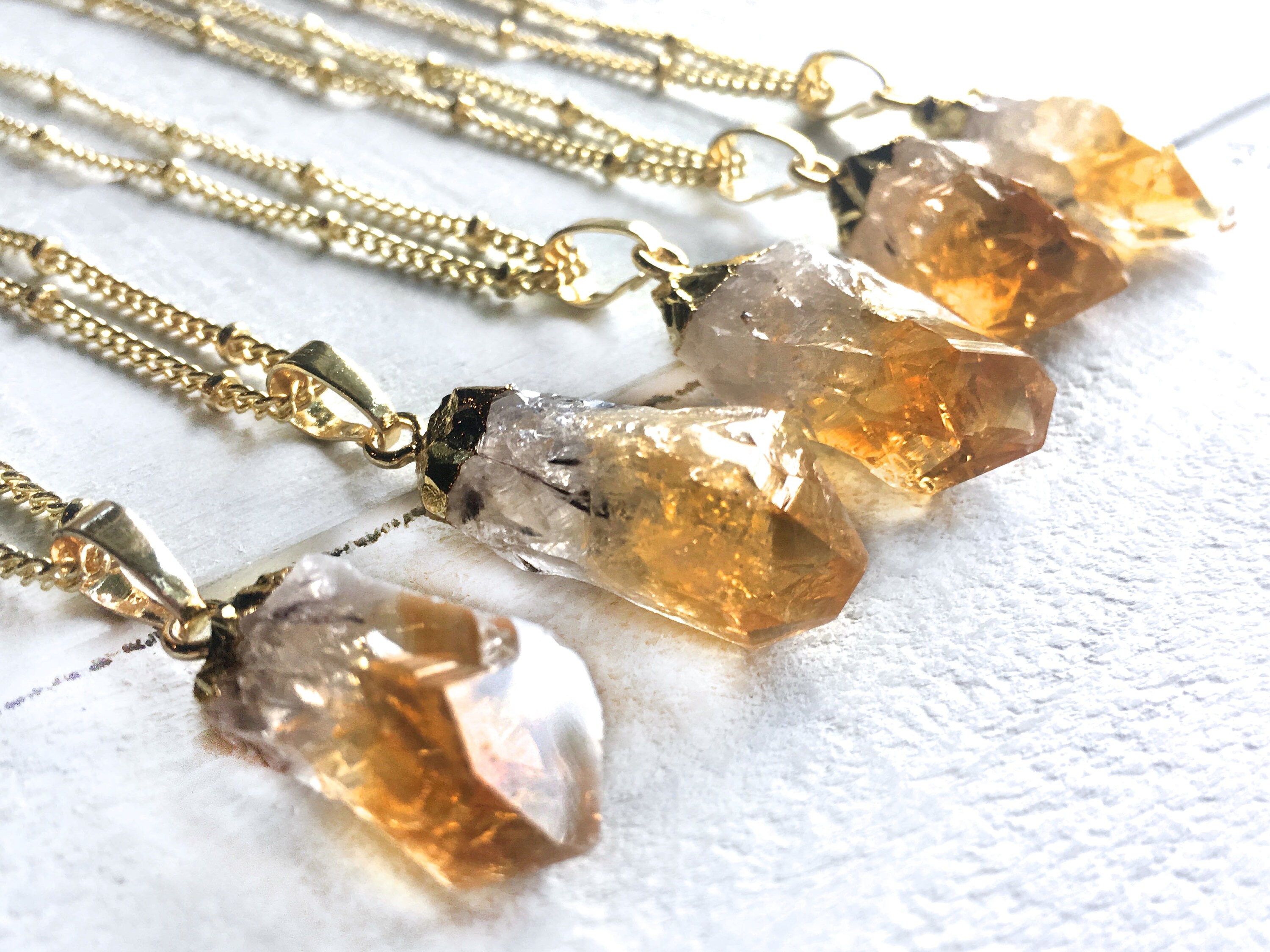 Gold Citrine necklace Rough citrine crystal jewelry Raw Etsy