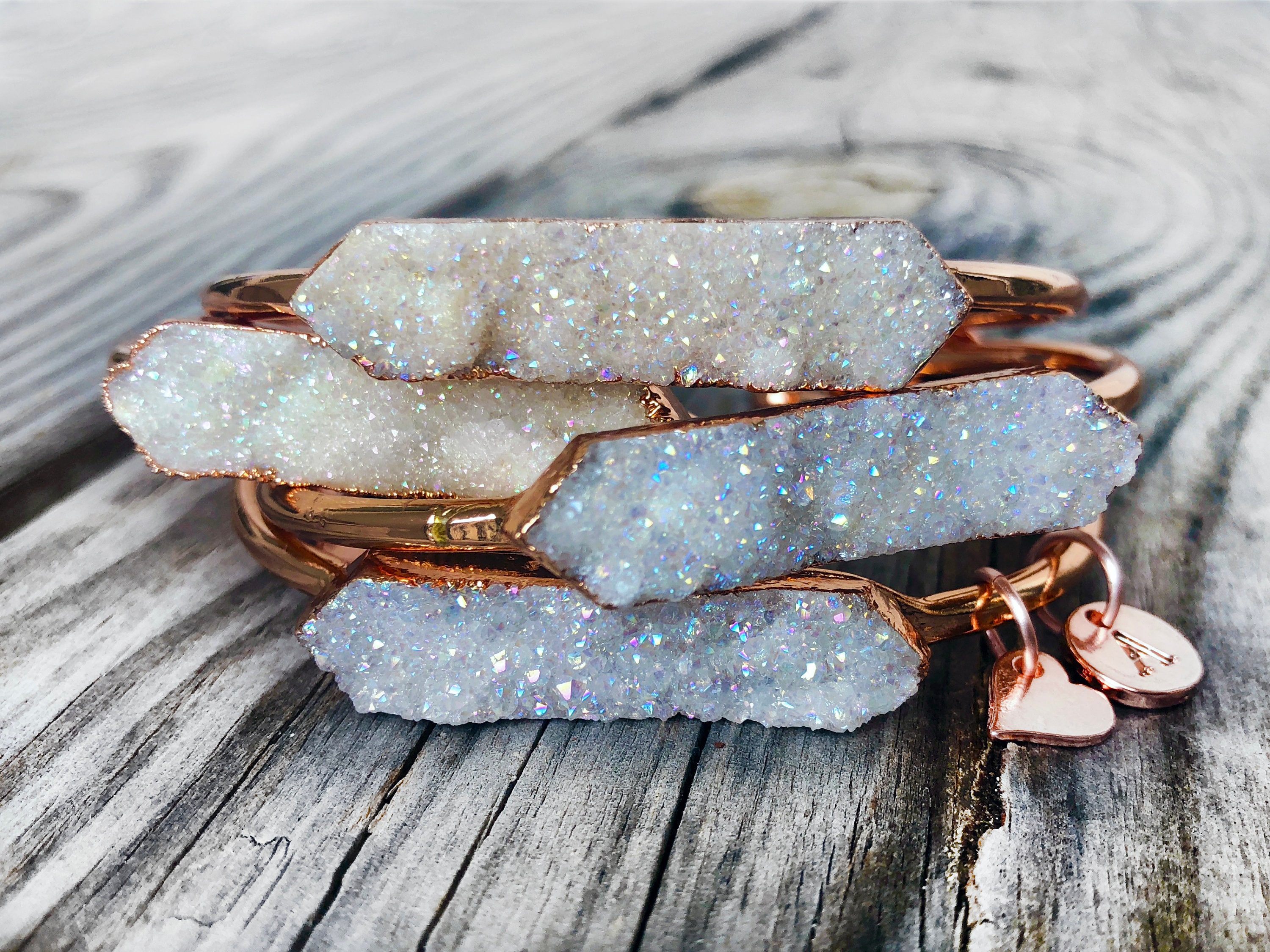Druzy bracelets for women Raw quartz bracelet Druzy bridal Etsy
