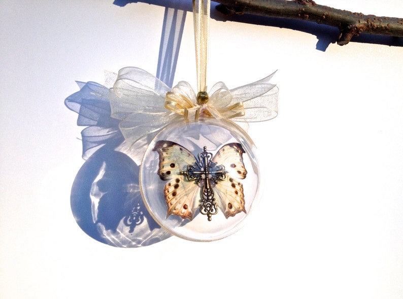 Real butterfly christmas ornament White Butterfly memorial Etsy