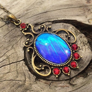 Real butterfly wing necklace 1920s necklace Art Deco necklace Flapper necklace Vintage style jewelry 1920s jewelry Blue morpho butterfly image 1