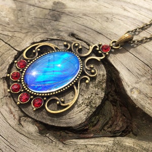 Real butterfly wing necklace 1920s necklace Art Deco necklace Flapper necklace Vintage style jewelry 1920s jewelry Blue morpho butterfly image 4