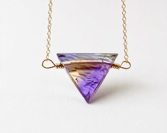 Real ametrine crystal necklace for women Raw ametrine necklace for her Natural ametrine jewelry Genuine ametrine pendant necklace