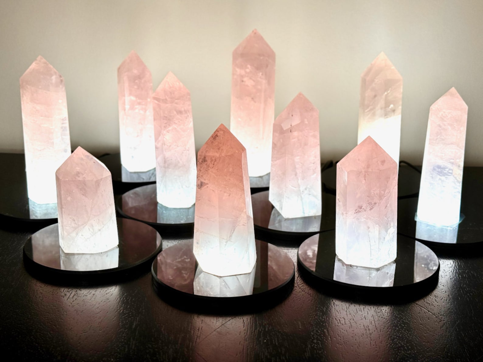 Large Rose Quartz Tower Genuine Rose Quartz Light Raw Crystal Lamp ...