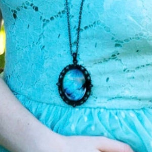 Äkta blå Morpho fjärilssmycken Gotiskt halsband Pastellgoth Estetisk Vaporwave Mjuk grunge Långt svart halsband Gotiska smycken bild 8