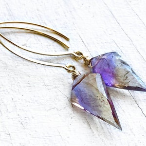 Ametrine earrings Raw stone earrings Ametrine crystal jewelry Crystal point earrings Raw crystal earrings Ametrine stone Ametrine point