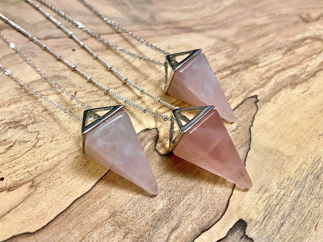 Rose Quartz Necklace for Women Rose Quartz Pendulum Necklace Healing
