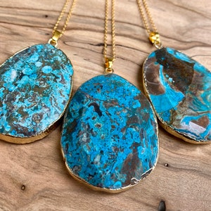Collier jaspe océan pour femme Collier cristal Atlantis Collier chrysocolle Bijoux Boho turquoise Pierre de palmier jaspe océan Agate bleue