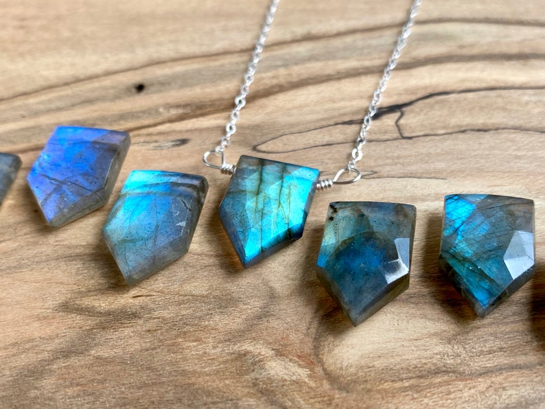 Raw labradorite necklace Natural stone pendant necklace Rock necklace for women Rainbow labradorite jewelry Raw stone jewelry image 5