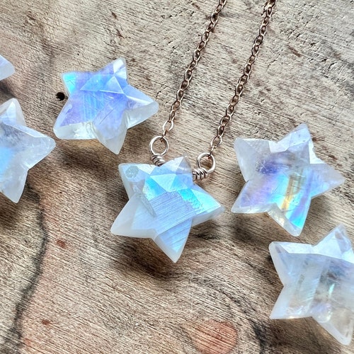Tiny Moonstone Star Necklace Crystal Star Necklace for Women
