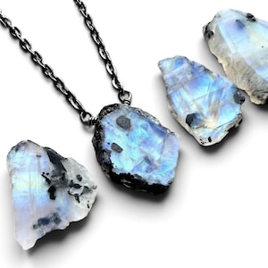 Raw moonstone necklace for men women Gemini necklace Black tourmaline necklace Raw moonstone jewelry Raw crystal necklace Gemini gifts