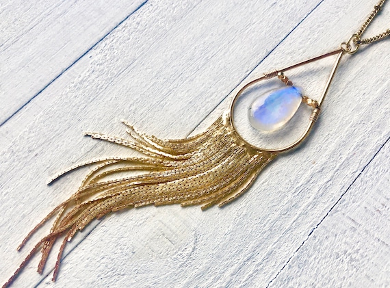 Gold-plated Sterling Silver Amethyst and Labradorite Fringe Tassel Necklace Gold-plated Sterling Silver Amethyst and Labradorite Fringe Tassel Necklace