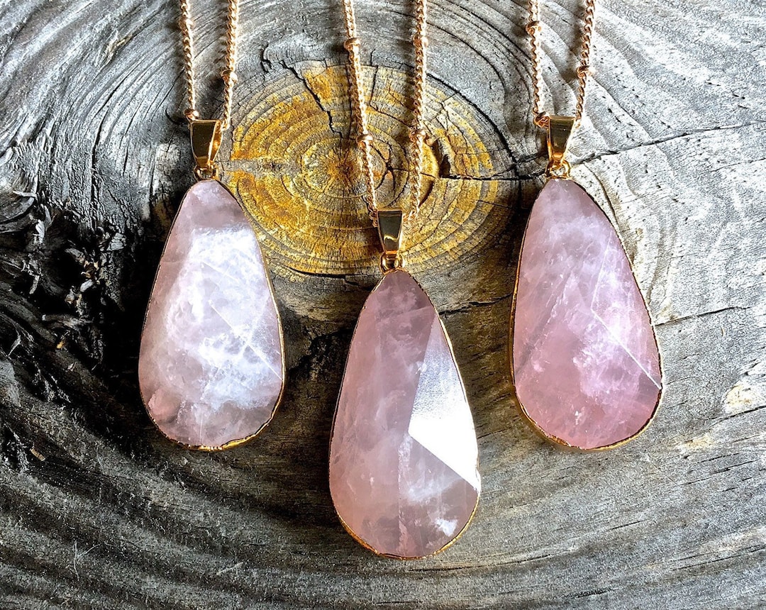 Rose Quartz Raw Quartz Crystal Necklace Raw Rose Quartz Necklace
