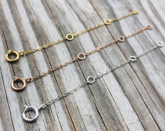 Necklace Extender Sterling Silver Extension Chain 14k Gold Bracelet  Extender 3 Adjustable Chain Extender Rose Gold Anklet Extender 