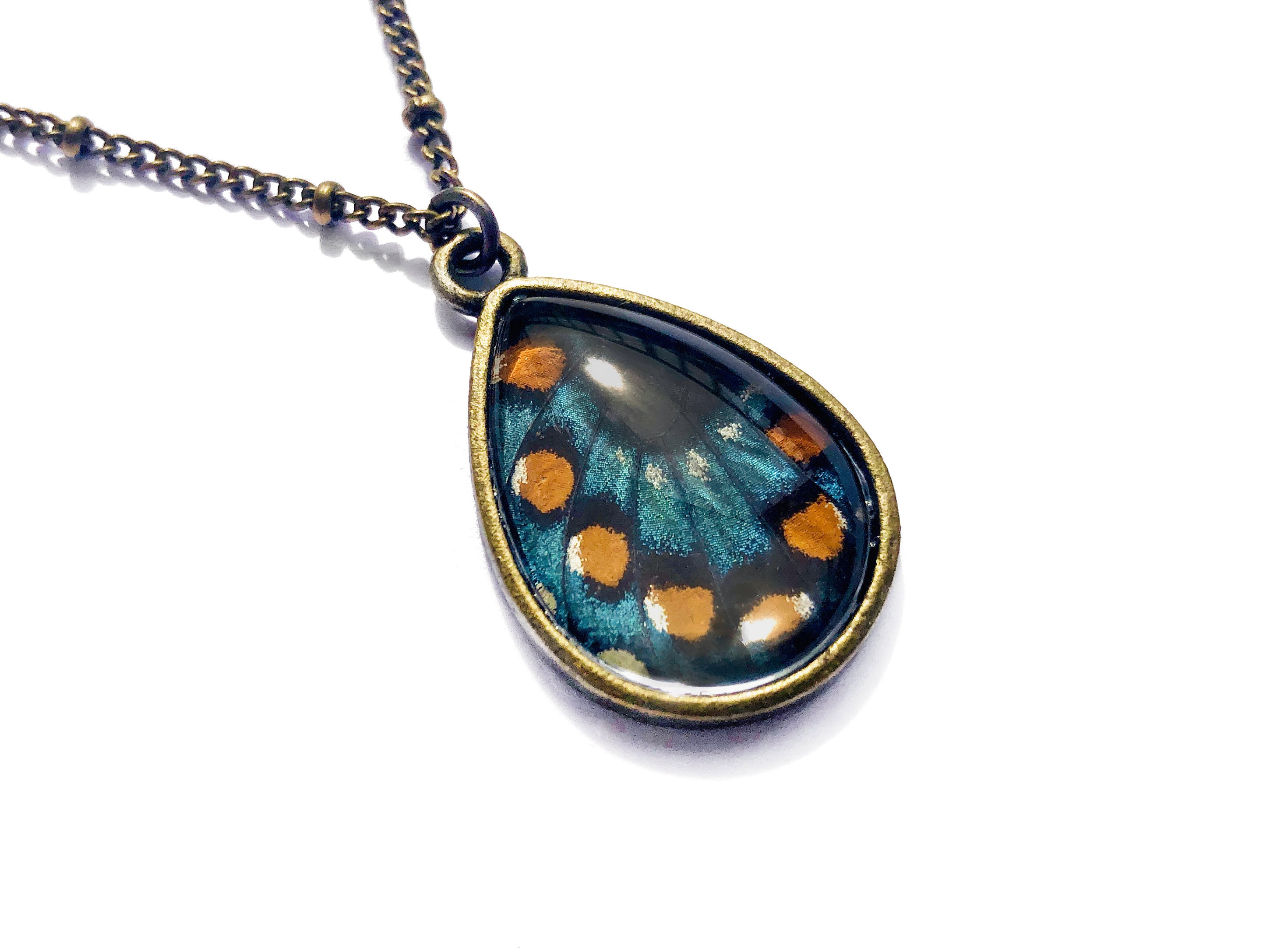 Dennis Higgins Limited Teal Patina Butterfly Wing Necklace