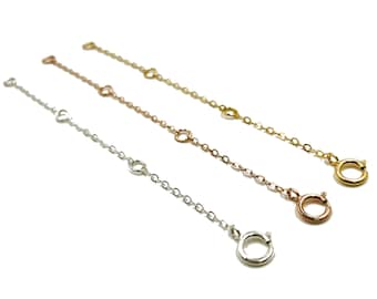 Necklace extender Sterling silver extension chain 14k gold bracelet extender 3" Adjustable chain extender rose gold Anklet extender