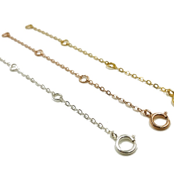 Necklace extender Sterling silver extension chain 14k gold bracelet extender 3" Adjustable chain extender rose gold Anklet extender