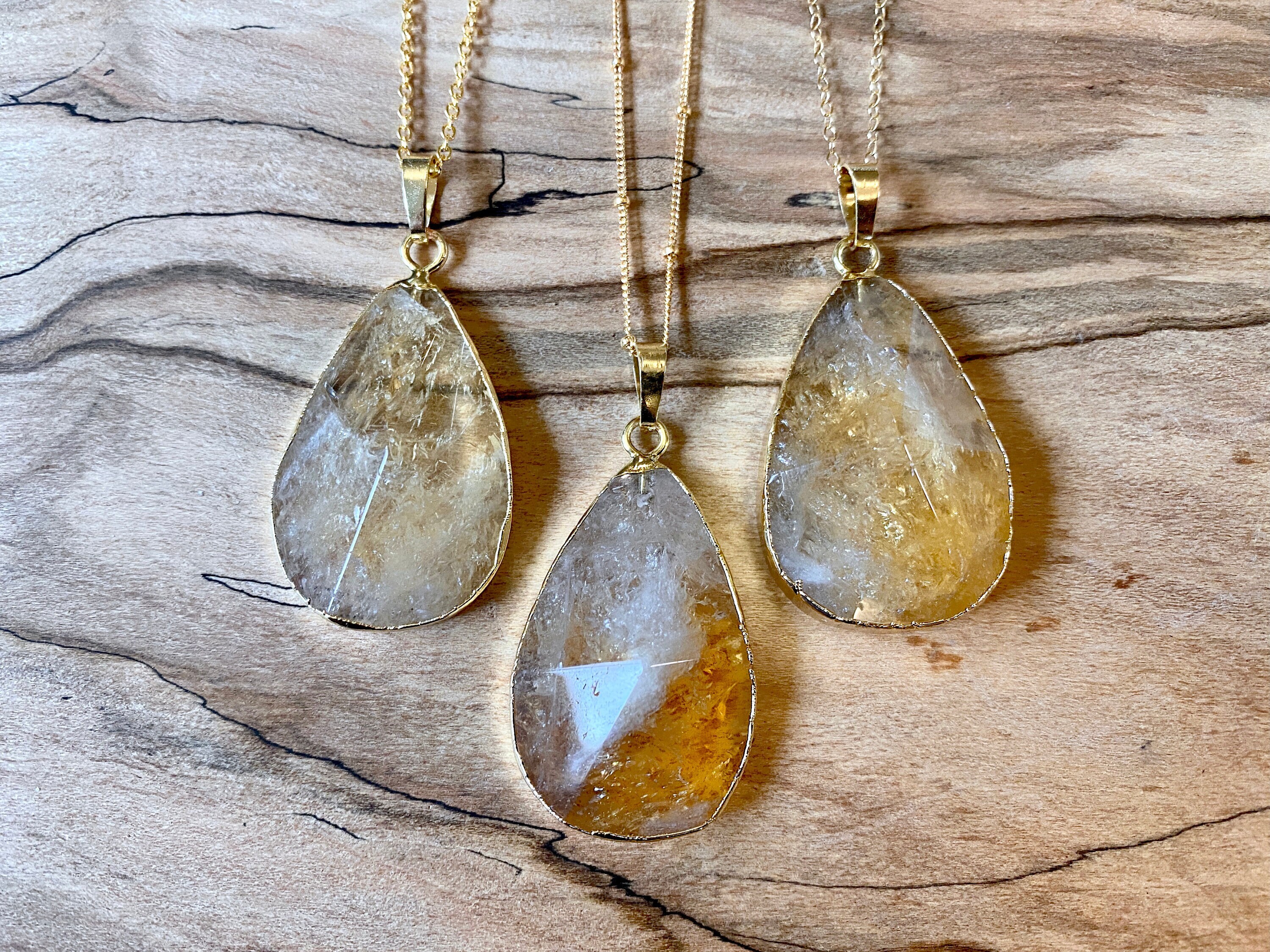 Raw Citrine Necklace for Women Large 