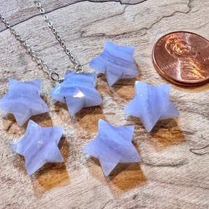 Small blue lace agate star necklace Raw blue lace agate necklace gold Stone star necklace Blue lace agate jewelry Blue lace agate pendant image 5