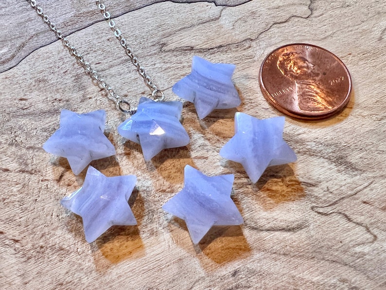 Small blue lace agate star necklace Raw blue lace agate necklace gold Stone star necklace Blue lace agate jewelry Blue lace agate pendant image 5