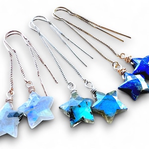 Crystal star earrings Labradorite star earrings Little crystal gemstone earrings Moonstone star earrings Lapis lazuli earrings star shaped