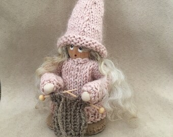 Scandinavian handmade gnome, knitted sweater, knitted hat,Natural Fibers, Wool, Mohair, Cozy Knit, Home decor, Hygge home