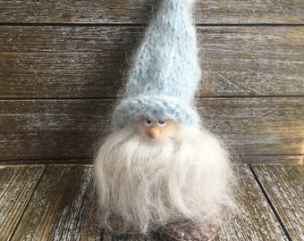 Housewarming gift, nordic gnome, knitted hat, natural fibers . protector of home and farm , mohair, Home decor, Hygge home