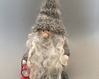 Scandinavian handmade gnome, knitted sweater, knitted hat,Natural Fibers, Wool, Mohair, Cozy Knit, Home decor, Hygge home