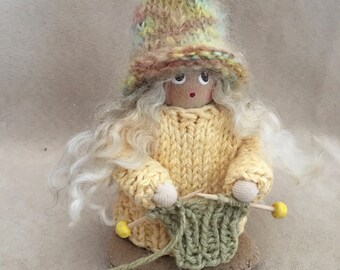 Scandinavian handmade gnome, knitted sweater, knitted hat,Natural Fibers, Wool, Mohair, Cozy Knit, Home decor, Hygge home