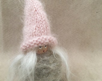 Housewarming gift, nordic gnome, knitted hat, natural fibers . protector of home and farm , mohair, Home decor, Hygge home