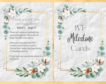 40 IVF Milestone Cards | Digital Download | IVF Cards | Fertility | Infertility | Memories | Downloadable | Lovely Cotton Floral