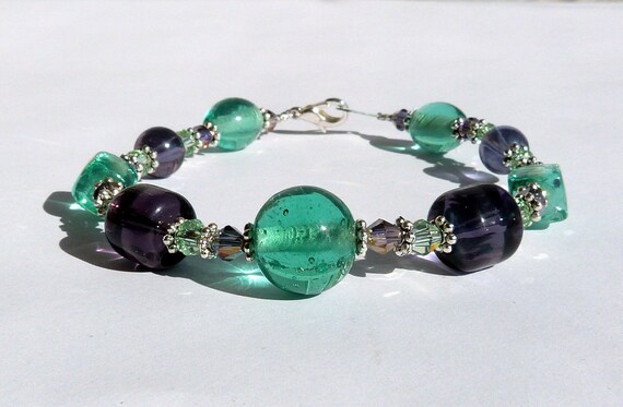 Items similar to Purple and green - lovely bracelet on Etsy
