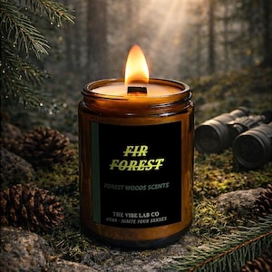 Tannenwald ASMR Knisterkerze | Holzdocht Duftkerze | Holzige Düfte Home Decor | Handgegossen | Echter Kamingeruch ≈ 65–72 dB