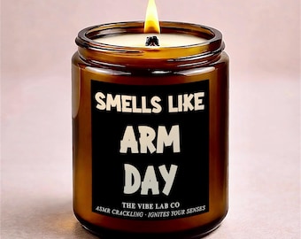 Arm Day Candle, Gym Lover Gift, Workout Gift, Fitness Lover Gift, Bicep Workout Gift,Bodybuilder Gift,Personal Trainer ASMR Crackling Candle