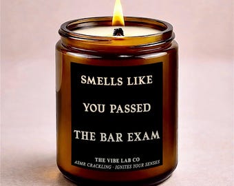 Smells Like You Passed The Bar Exam Candle Gift, Funny Congrats Future Lawyer, New Attorney Gift, Law School Grad, ASMR Crackling Candle