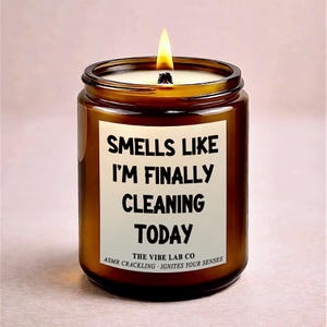 Smells Like Cleaning Today, Funny Candle, Productive Mood,Fresh Start Gift,Housewarming Gift,New Home Gift,Chore Humor,ASMR Crackling Candle