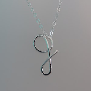 Sterling Silver lower case initial necklace, personalized, fine silver, sterling silver, Valentine&#39;s day gift.