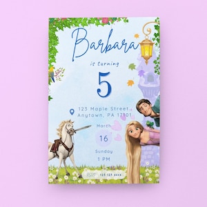 Rapunzel Birthday Invitation Tangled Rapunzel Party Invite Instant Princess Party Purple Printable Editable Instant Download Canva Template