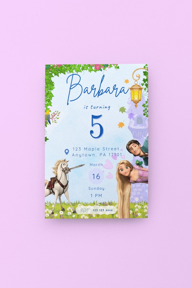 Rapunzel Birthday Invitation Tangled Rapunzel Party Invite Instant ...