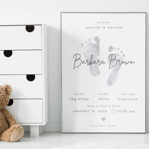 Regalo para bebé recién nacido, regalo para niña, regalo para niño, regalo para nuevos padres, recuerdo, regalo personalizado, impresión para bebé recién nacido, impresión para guardería