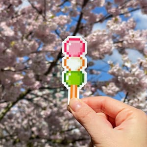 Dango Pixel Art Sticker, Japan Kawaii Stickers, Laptop, Water Bottle, Food, Cute Japanese Snacks, Vinyl & Waterproof