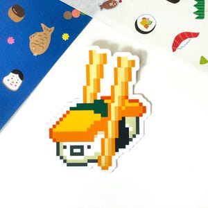 Sticker Tamago Nigiri Sushi Pixel Art, Stickers Kawaii Japon, Ordinateur Portable, Bouteille D'eau, Nourriture, Baguettes, Cuisine Japonaise Mignonne, Vinyle Et Imperméable À L'eau