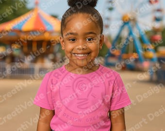 Black Toddler T-Shirt Mockup | Bella Canvas 3001T | African American Child Model | Little Black Girl Studio Mockup | Kids Shirt Template