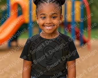 Black Toddler T-Shirt Mockup | Bella Canvas 3001T | African American Child Model | Little Black Girl Studio Mockup | Kids Shirt Template