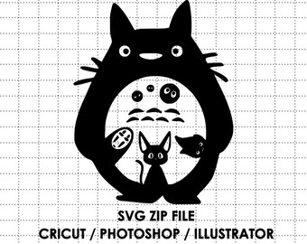 Plik Studio Ghibli Totoro Kiki Spirited SVG dla Cricut, Silhouette, Siser, Starcraft itp.