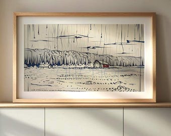 パノラマミニマル風景 – ワイドウォールアート – デジタルダウンロード