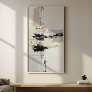 Long Narrow Wall Art for Hallways, Textured Art Print in Neutral Tones, Minimal Vertical Abstract Digital Download