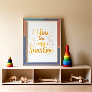 You are my sunshine. Digital wall art download for baby nursery, printable gift for new parents